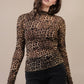 High Neck Fitted Sheer Mesh Lace Knit Top: BLACK BOW - The Mustard Seed Collection, The Seed