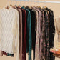 High Neck Fitted Sheer Mesh Lace Knit Top: CHOCOLATE FLORAL - The Mustard Seed Collection, The Seed