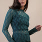 High Neck Fitted Sheer Mesh Lace Knit Top: FOREST - The Mustard Seed Collection, The Seed