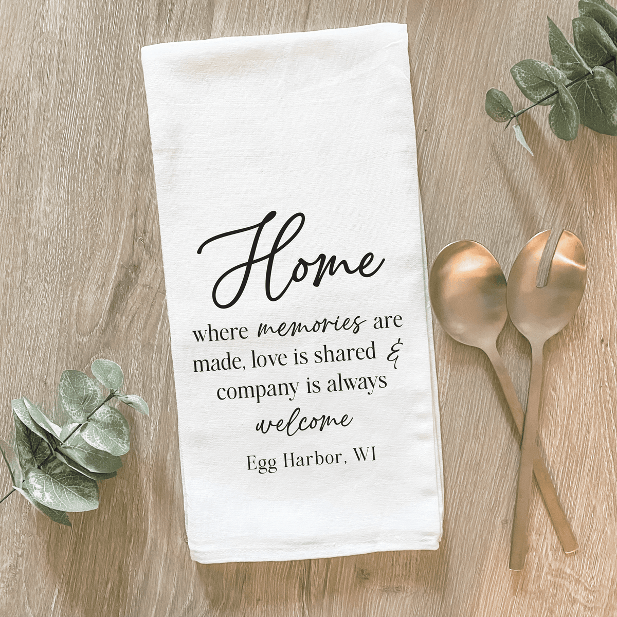 Home Saying with City/State - Cotton Tea Towel - The Mustard Seed Collection, The Seed
