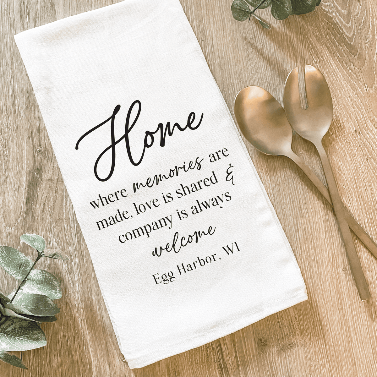 Home Saying with City/State - Cotton Tea Towel - The Mustard Seed Collection, The Seed