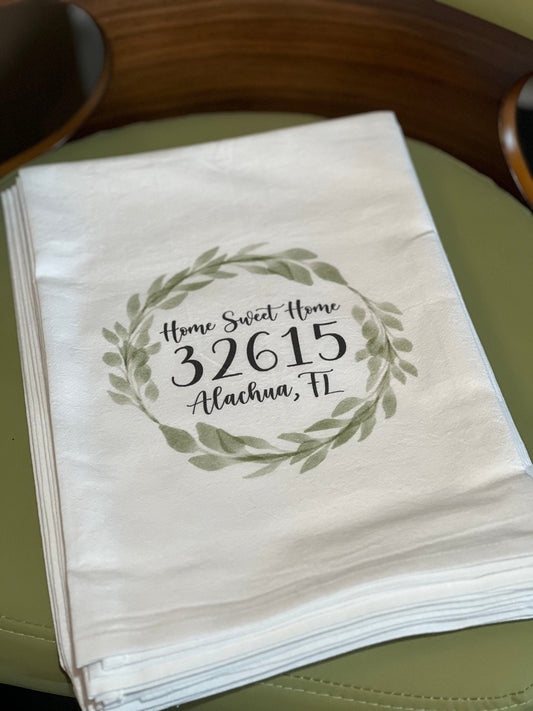 Home Sweet Home 32615 Alachua, FL - Cotton Tea Towel - The Mustard Seed Collection, The Seed