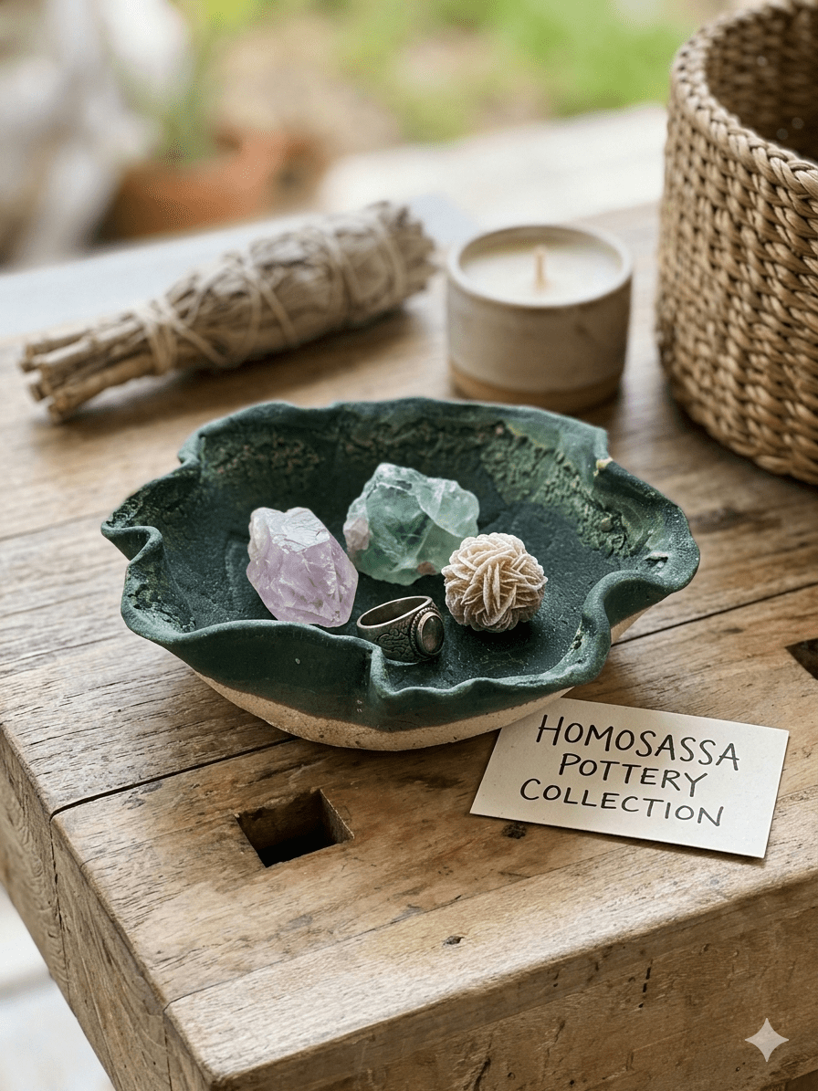 Homosassa Florida Artisan Organic Ruffled Ceramic Dish (2" x 6.5") 