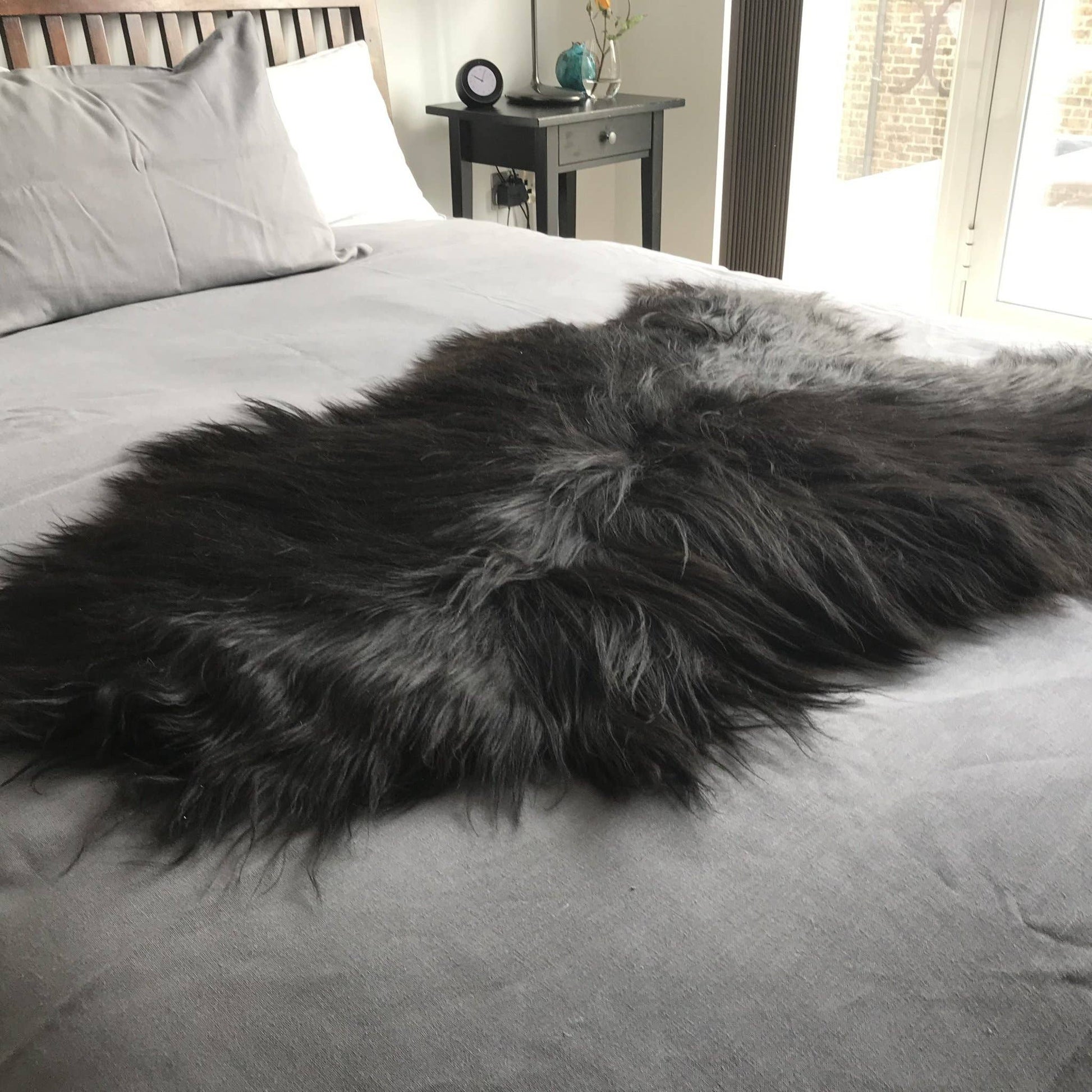 Icelandic Natural Black Eco Sheepskin Rug 100% Undyed: XL - The Mustard Seed Collection, The Seed