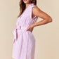 Striped Dolman Short Sleeve Button Up Detailed & Belted Mini Shirt Dress Fantastic Fawn