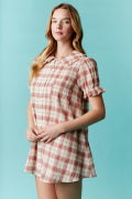 Plaid Button Down Mini Dress Fantastic Fawn