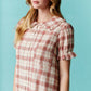 Plaid Button Down Mini Dress Fantastic Fawn