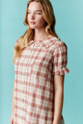 Plaid Button Down Mini Dress Fantastic Fawn