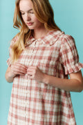 Plaid Button Down Mini Dress Fantastic Fawn