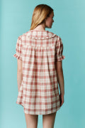 Plaid Button Down Mini Dress Fantastic Fawn