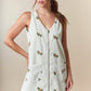 Embroidered Corduroy Solid Zipper Front Mini a Line Dress Fantastic Fawn