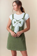 Ribbon Front Overall Mini Skirt Fantastic Fawn
