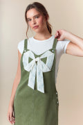 Ribbon Front Overall Mini Skirt Fantastic Fawn