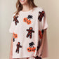 Halloween Towel Patch Detailed Short Sleeve Knit Top Fantastic Fawn