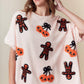 Halloween Towel Patch Detailed Short Sleeve Knit Top Fantastic Fawn