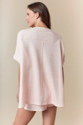 Halloween Towel Patch Detailed Short Sleeve Knit Top Fantastic Fawn