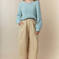 Washed Twill Elastic Waist Wide Pants Fantastic Fawn