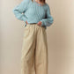 Washed Twill Elastic Waist Wide Pants Fantastic Fawn
