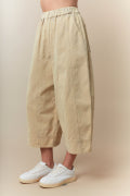 Washed Twill Elastic Waist Wide Pants Fantastic Fawn