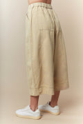 Washed Twill Elastic Waist Wide Pants Fantastic Fawn
