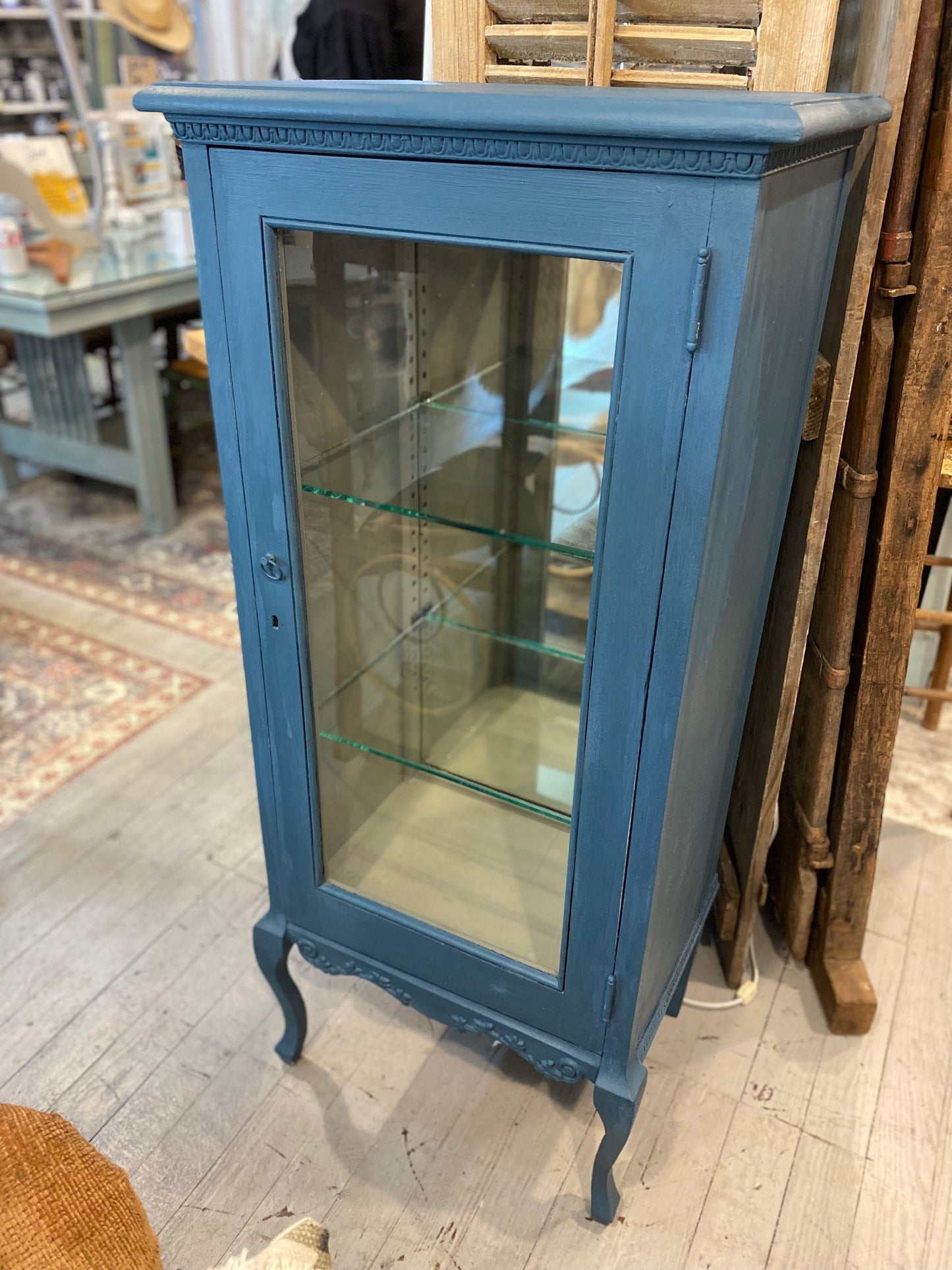 Up-Cycled Painted Cabinet With Mirror And Glass Shelves