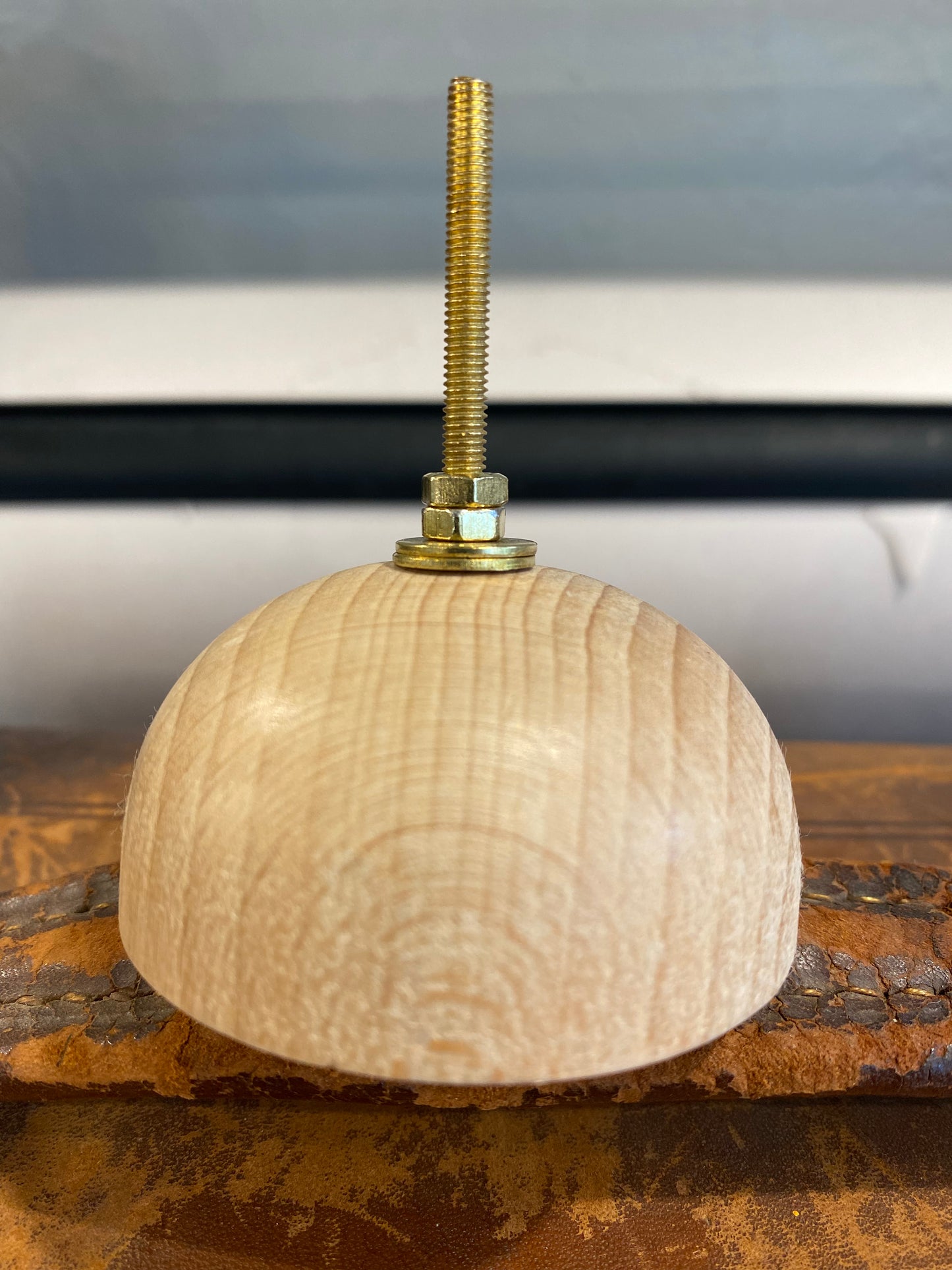 Wooden Knob With Metal Inlay