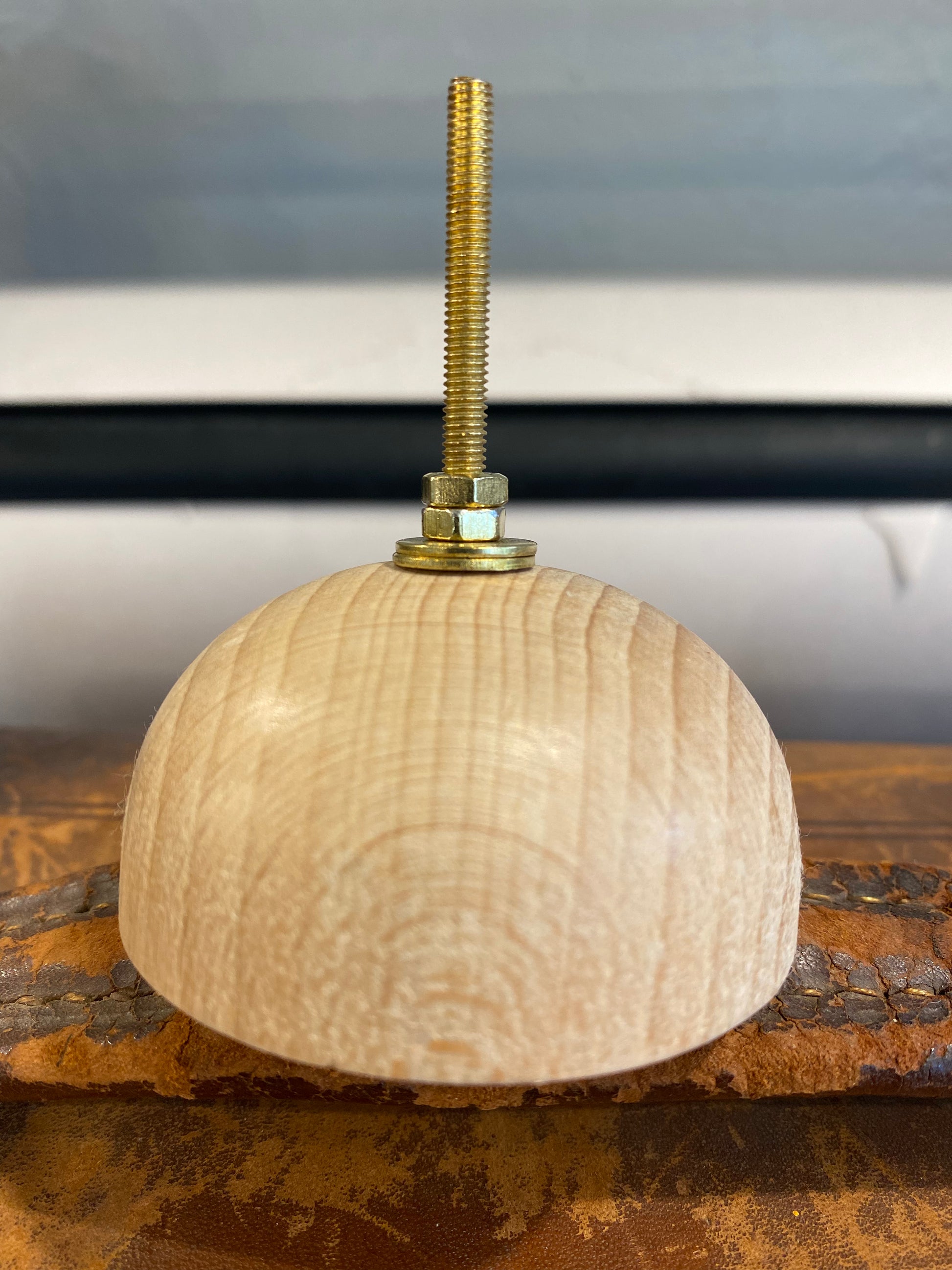 Wooden Knob With Metal Inlay