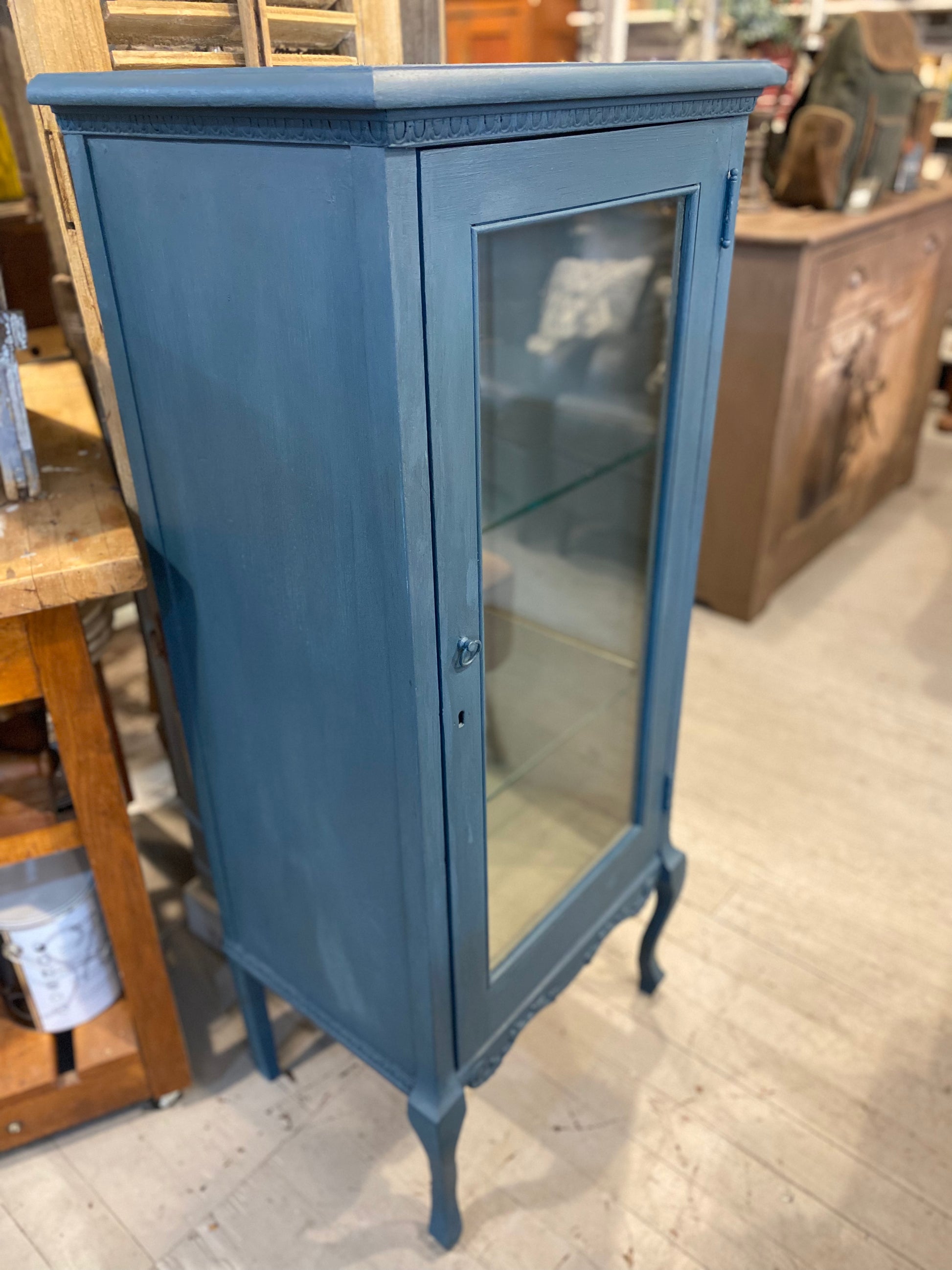 Up-Cycled Painted Cabinet With Mirror And Glass Shelves