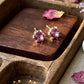 Miniature Pink Tourmaline Crystal Stud Earrings – Gold Tone Dainty Gemstone Post Earrings