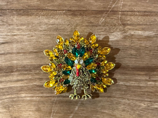 Jeweled Turkey Brooch