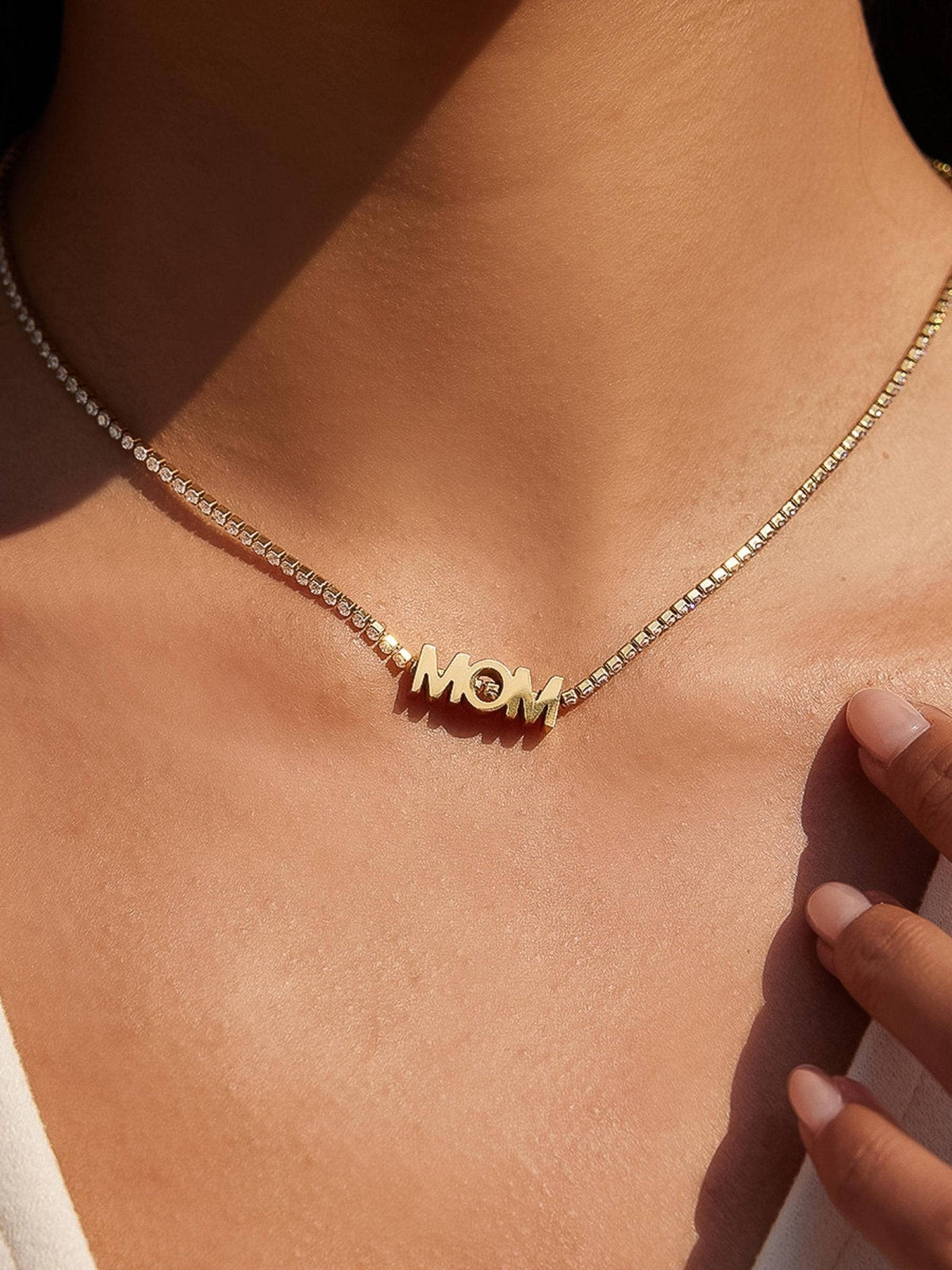 Kace 18K Gold Non-Tarnish CZ Mom Pendant Necklace: Yellow Gold - The Mustard Seed Collection, The Seed