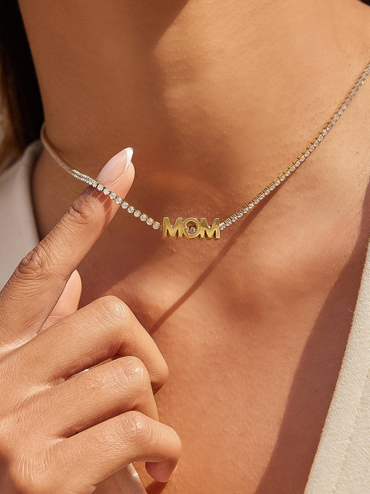 Kace 18K Gold Non-Tarnish CZ Mom Pendant Necklace: Yellow Gold - The Mustard Seed Collection, The Seed
