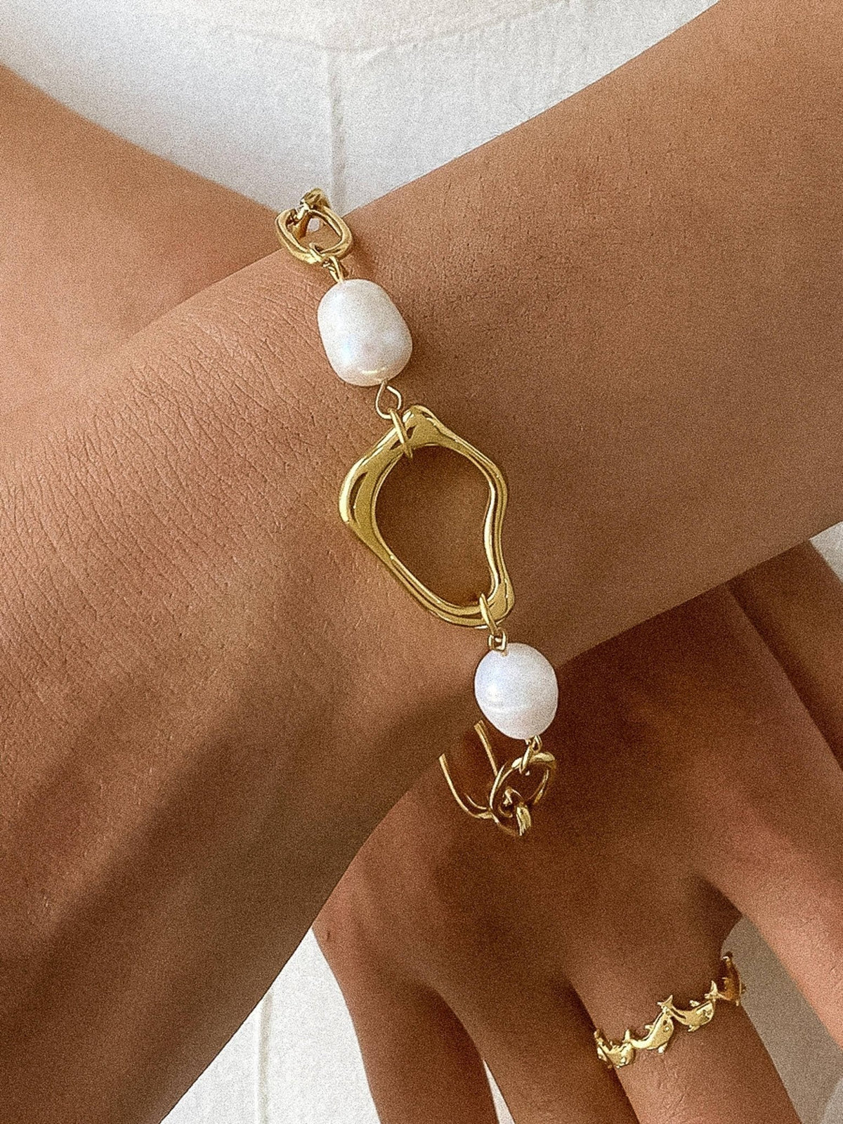 Katia 18K Non-Tarnish Classic Pearl Chain Bracelet: Yellow Gold - The Mustard Seed Collection, The Seed