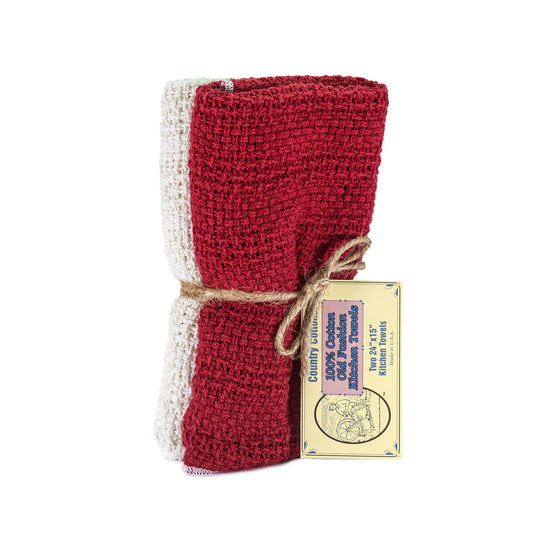 Kitchen Towels 2 Pack: Apple Red/Natural