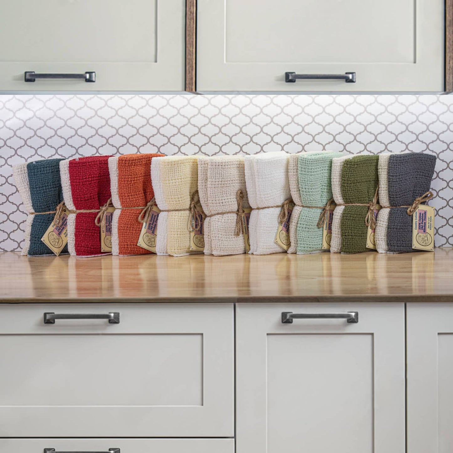 Kitchen Towels 2 Pack: Slate Blue/Natural - The Mustard Seed Collection, The Seed