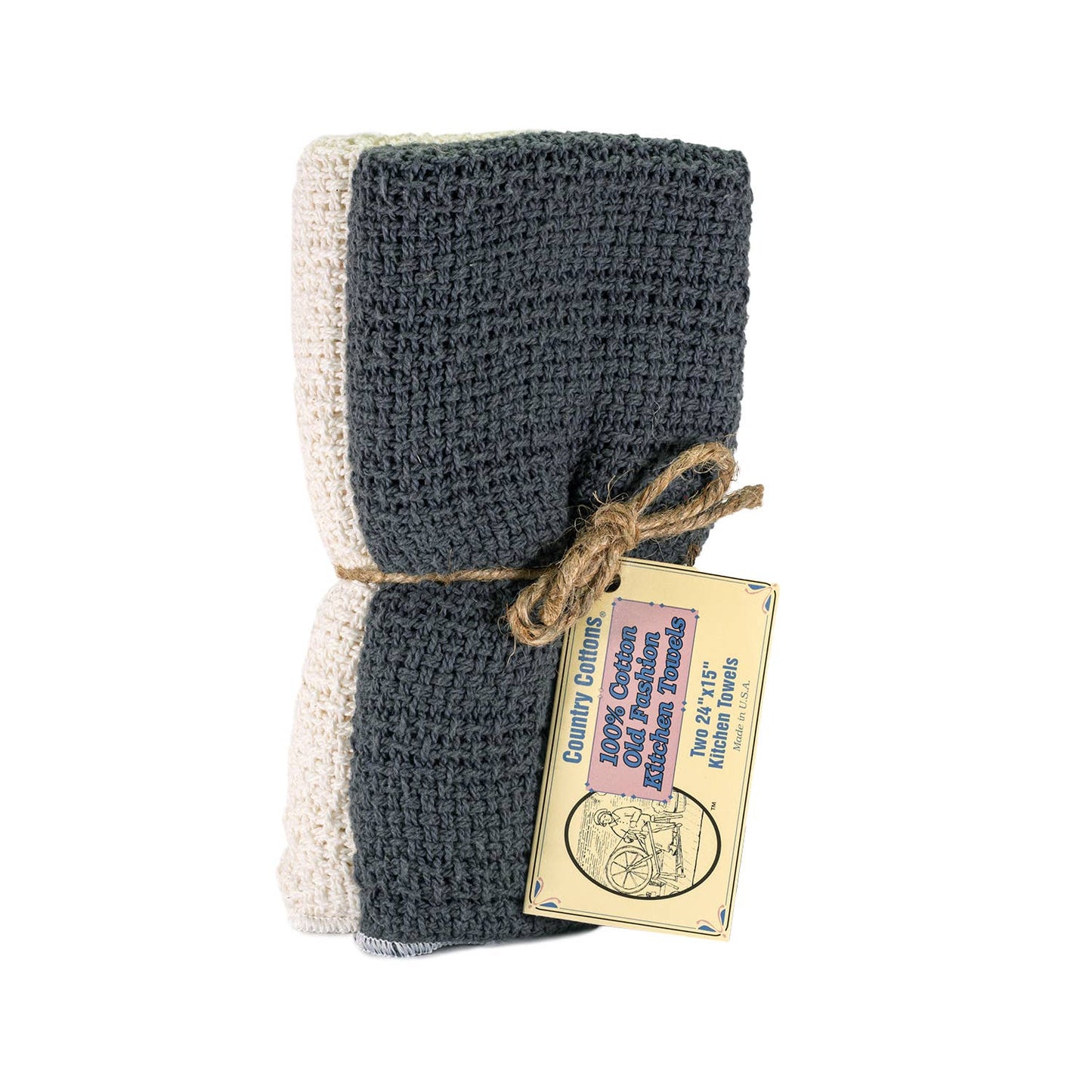 Kitchen Towels 2 Pack: Slate Blue/Natural - The Mustard Seed Collection, The Seed