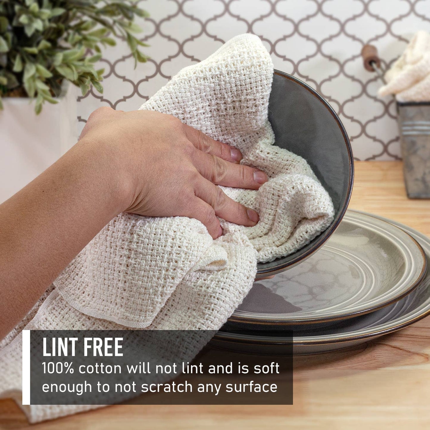 Kitchen Towels 2 Pack: Slate Blue/Natural - The Mustard Seed Collection, The Seed