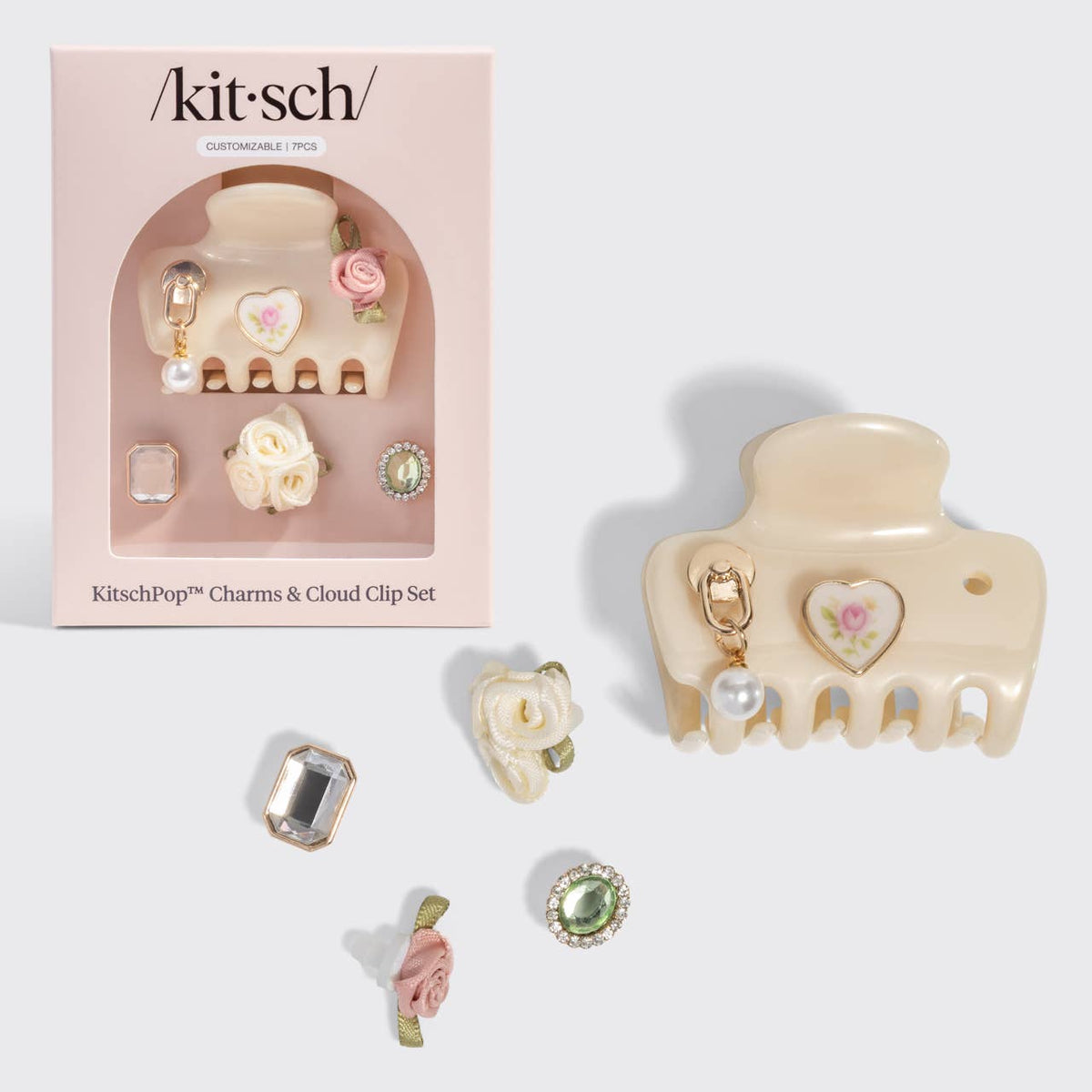 KitschPop™️ Cloud Clip 7pc Set Vintage - Pearlized Cream - The Mustard Seed Collection, The Seed