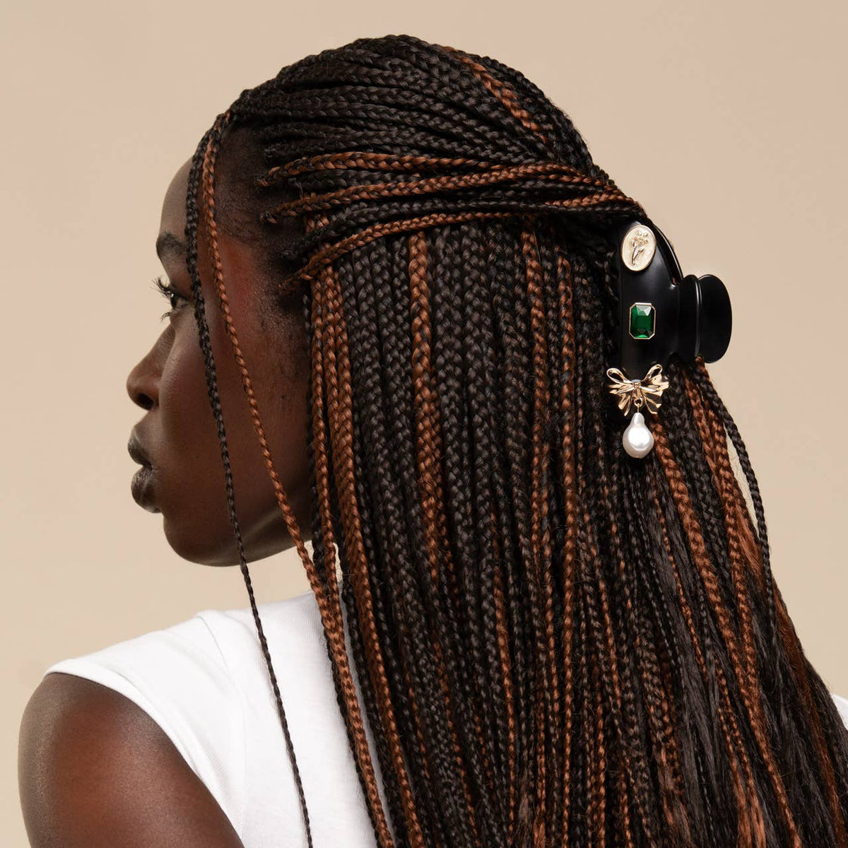 KitschPop™️ Curved Claw Clip 7pc Set Vintage - Black - The Mustard Seed Collection, The Seed