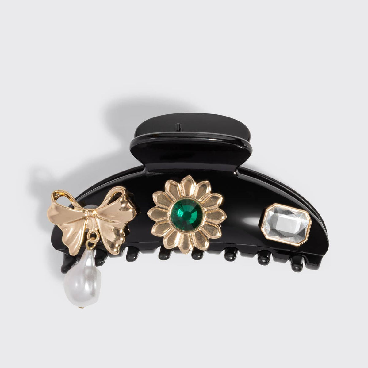 KitschPop™️ Curved Claw Clip 7pc Set Vintage - Black - The Mustard Seed Collection, The Seed