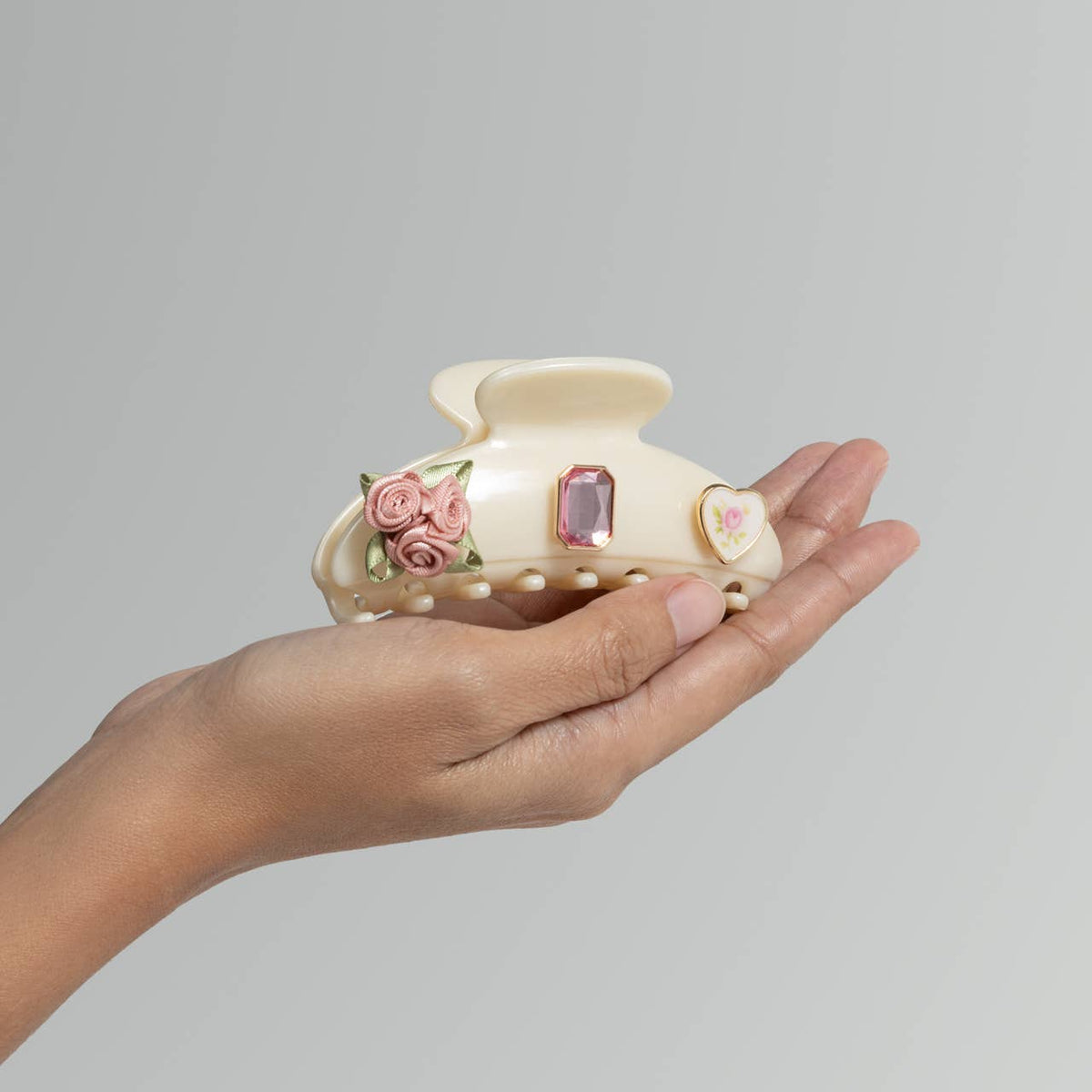 KitschPop™️Curved Claw Clip 7pc Set Vintage- Pearlized Cream - The Mustard Seed Collection, The Seed