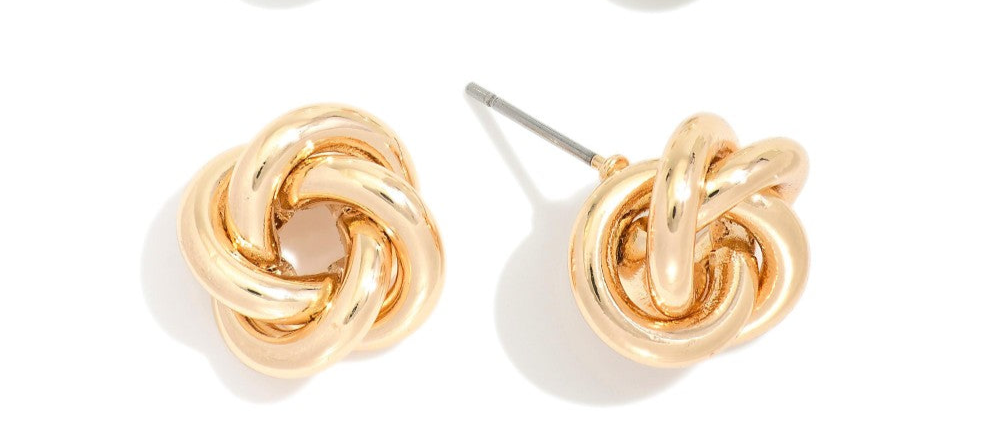 Pearl or Knot Stud Earrings Large Smooth Knot