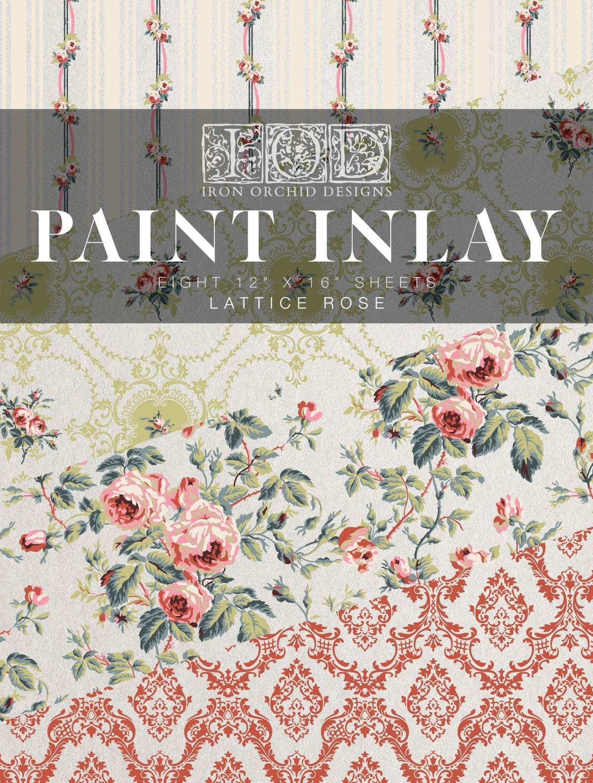 Lattice Rose IOD Paint Inlay 12x16 Pad - The Mustard Seed Collection, The Seed