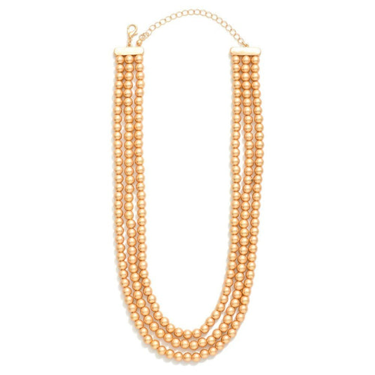 Layered Metal Tone Beaded Necklace - The Mustard Seed Collection, The Seed
