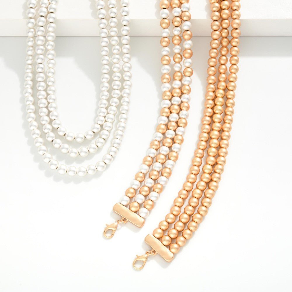 Layered Metal Tone Beaded Necklace - The Mustard Seed Collection, The Seed