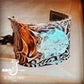 Leather Cuff With Tie-turquoise Brown Floral