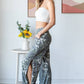 Leopard Camo Side Slit Ankle Tie Pants