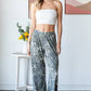 Leopard Camo Side Slit Ankle Tie Pants