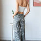 Leopard Camo Side Slit Ankle Tie Pants
