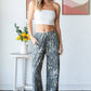 Leopard Camo Side Slit Ankle Tie Pants